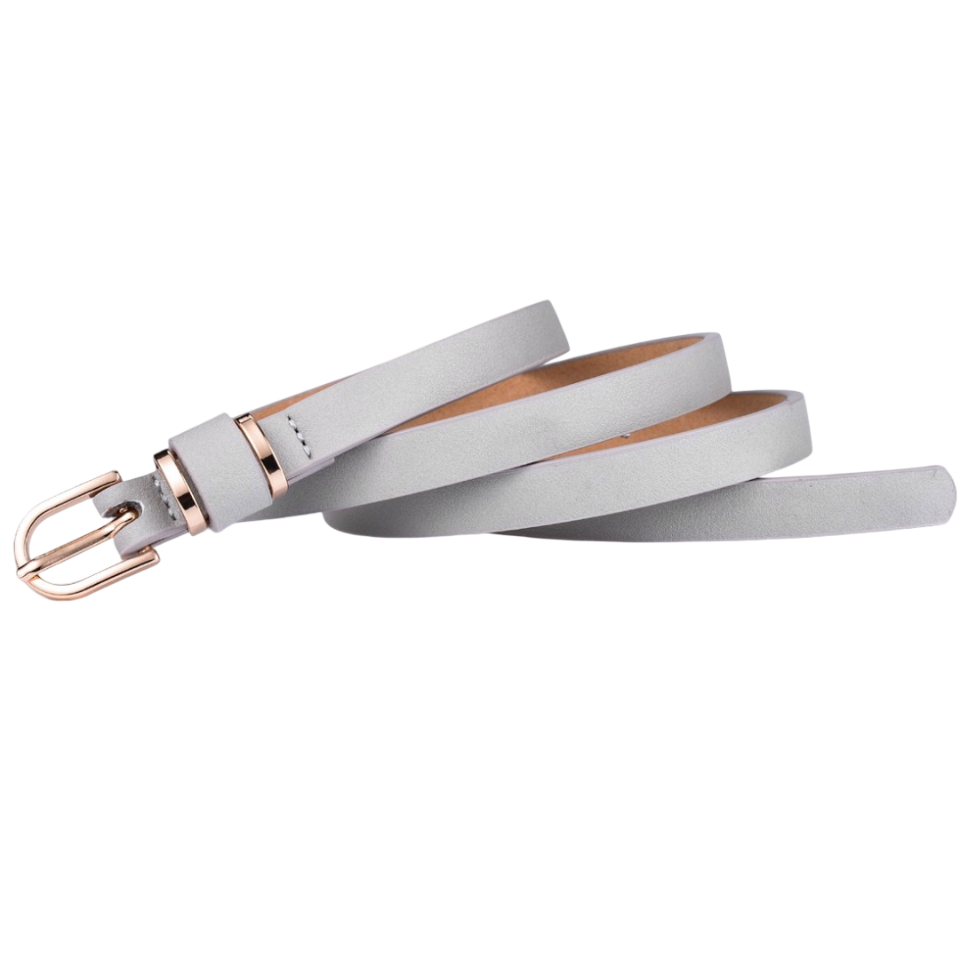 Women’s Skinny Grey Leather Leopard Belt - Image 3