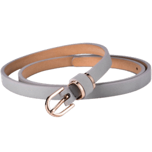 Women’s Skinny Grey Leather Leopard Belt