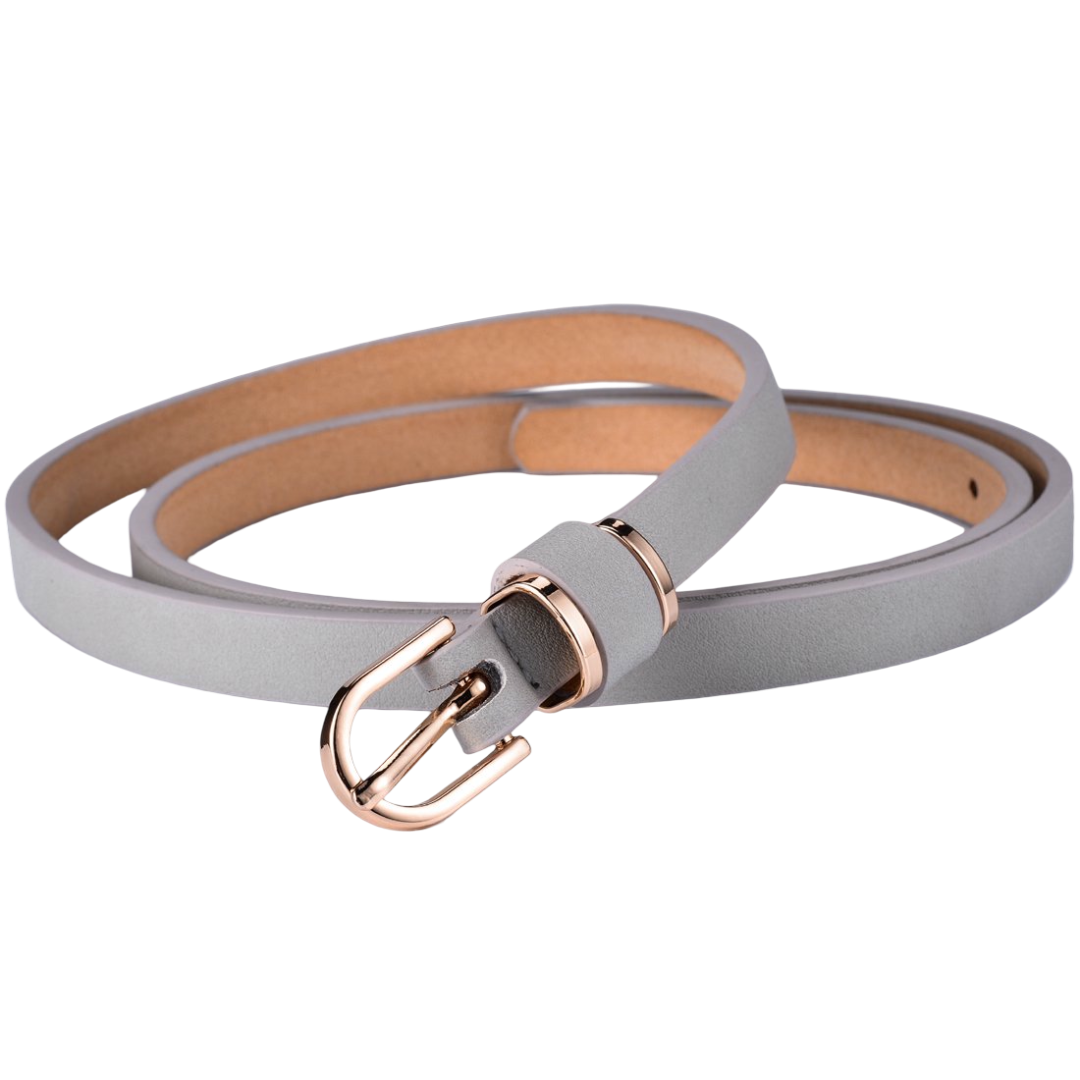 Women’s Skinny Grey Leather Leopard Belt