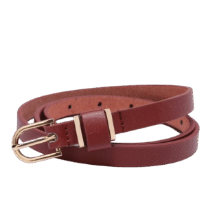 Women’s Skinny Red Leather Leopard Belt